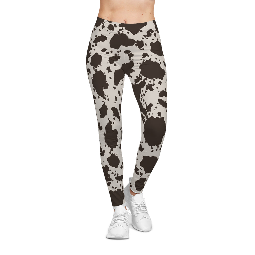 Trendy Cow Print Leggings for Women | Comfortable Workout Pants, Casual Fashion, Gift for Her, Daily Wear, Animal Print Style