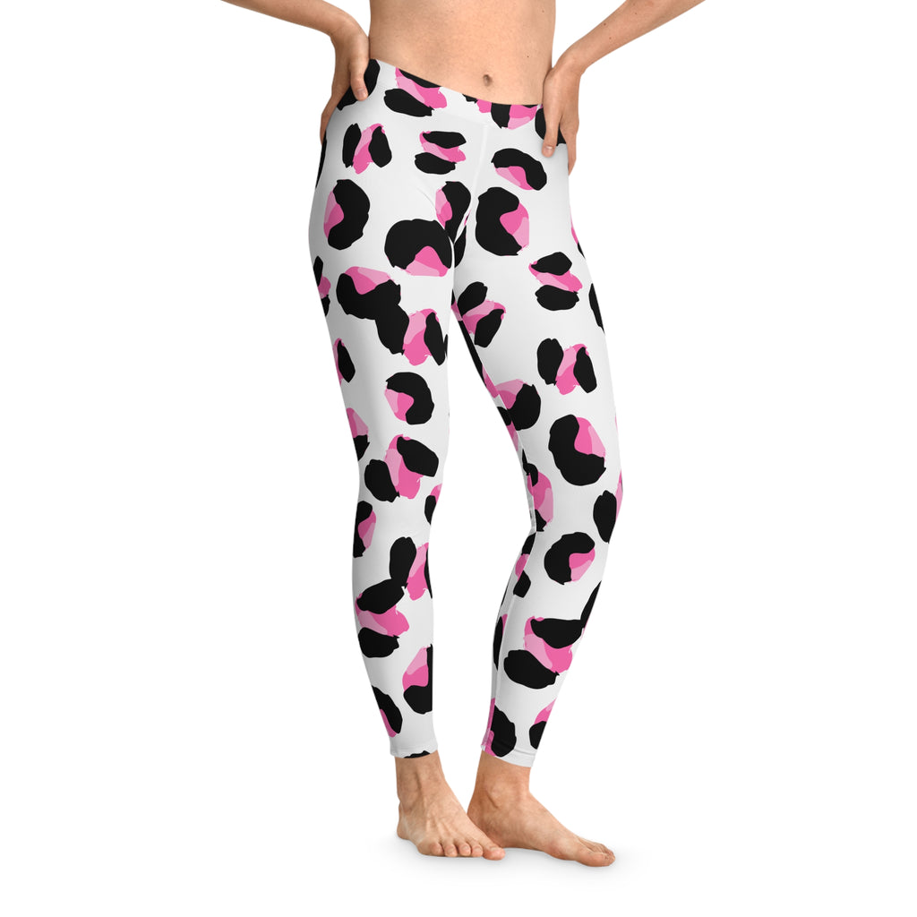 Trendy Pink Leopard Print Leggings, Workout Leggings, Activewear, Yoga Pants, Casual Wear, Gift for Her