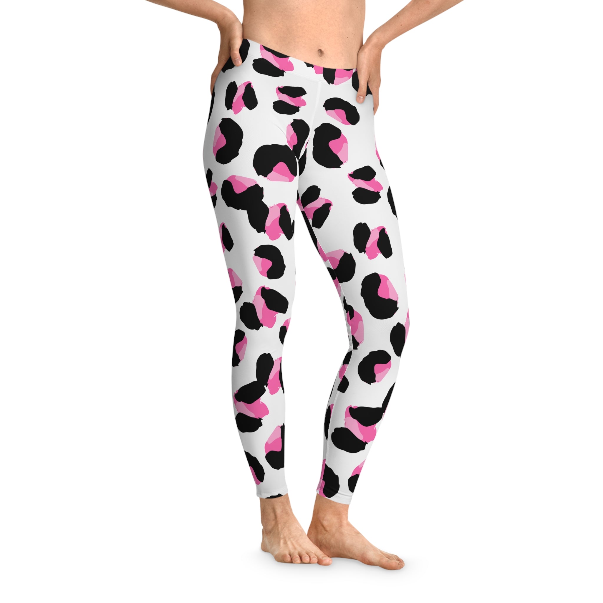 Trendy Pink Leopard Print Leggings, Workout Leggings, Activewear, Yoga Pants, Casual Wear, Gift for Her